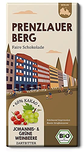 PRENZLAUER BERG Johannisbeere und Weinbeere / Berliner Stadtbezirk Fair & Bio Schokolade / Edelkakao / (1 Tafel, 80g) von Edelmond