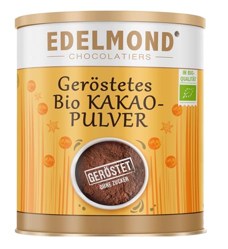 Geröstetes Bio Kakaopulver. Low Cadmium* 200g von Edelmond, pur + entölt als Back und Schokoladen Zutat. 100% von Edelmond