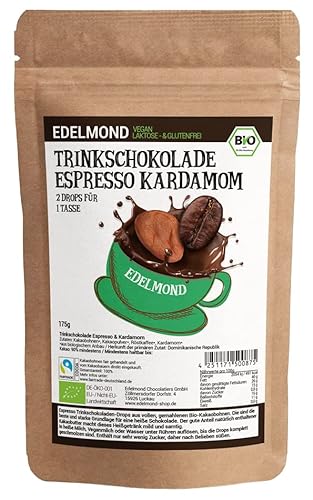 Kakaobohne & Espresso Trinkschokolade. Edelmond Bio, Vegan & Fairtrade Vollkakao Kult - kein Pulver 175g von Edelmond