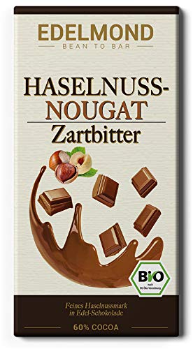 Kakaobohne und Nuss-Nougat Schokolade, Bio. Aus edelstem Kakao und gerösteten Haselnüssen. Handgemacht ab Kakaobohne. von Edelmond
