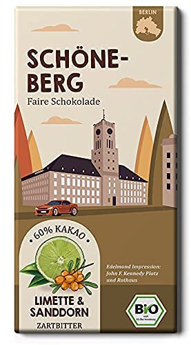 SCHÖNEBERG Fairtrade-Kakao Schokolade/Limette und Sanddorn Bio/Stadtteil Berlin Edelmond (1 Tafel, 75g) von Edelmond