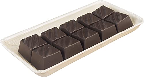 Mandel-Nougat Pralinen handgemachte Schokolade von Edelmond. Bio Geschenk im Palmblatt von Edelmond