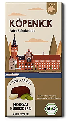 KÖPENICK Nougat und Kürbiskerne / Fair Trade Stadt Schokolade / Bio Tafel Vegan (1 Tafel, 80g) von Edelmond