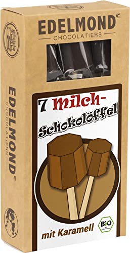 Bio Schokolade am Stiel. 7 Löffel mit Karamell. Fair Trade Kakao in einer Edel-Milchschokolade von Edelmond