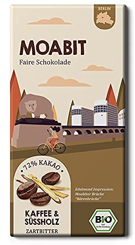 MOABIT Kaffee und Süßholz Bio-Schokolade / Fair Trade Stadtteil Schokolade / Edelkakao (1 Tafel, 75g) von Edelmond