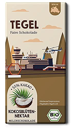 TEGEL Edel - Vollmilchschokolade mit Kokosnektar Bio / Fair Trade Berliner Stadtteil / Edel Schokolade mit viel Kakao (1 Tafel, 80g) von Edelmond
