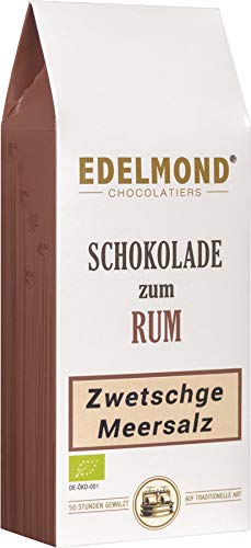 Schokolade zum Rum. Zwetschge & Meersalz handwerklich gewalzt von Edelmond. Passend zur hochwertigen Spirituose von Edelmond
