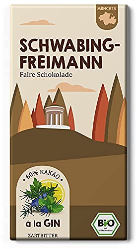 SCHWABING-FREIMANN Südfrucht & Minze Schokolade/Bio + Fair Trade Stadt München / 1 Tafel á la Gin von Edelmond von Edelmond