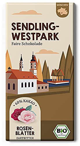 Sendling Westpark Schokolade / Fair Trade Bio München Tafel mit Rosenöl / Von Edelmond 1 Tafel 75g von Edelmond