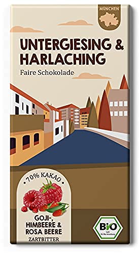 Untergiesing - Harlaching/Himbeere und Gojibeere/Bio + Fair Trade Schokolade/Tafel Design München von Edelmond von Edelmond