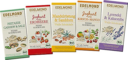 Weiße Schokolade im Set, 5erlei Tafeln, Bio von Edelmond