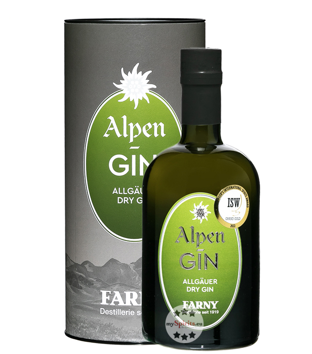 Farny Alpen-Gin Allgäuer Dry Gin (46 % Vol., 0,5 Liter) von Edelweissbrauerei Farny