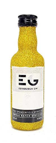 Edinburgh Gin Mini 50ml (43% Vol) - Bling Bling Glitzer Glitzerflasche Flaschenveredelung für besondere Anlässe - Gold -[Enthält Sulfite] von Edinburgh Gin