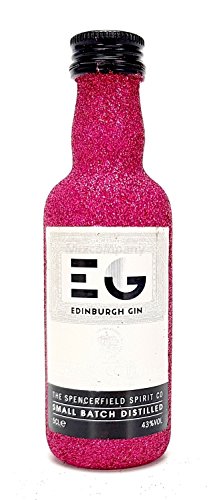 Edinburgh Gin Mini 50ml (43% Vol) - Bling Bling Glitzer Glitzerflasche Flaschenveredelung für besondere Anlässe - Hot Pink -[Enthält Sulfite] von Edinburgh Gin