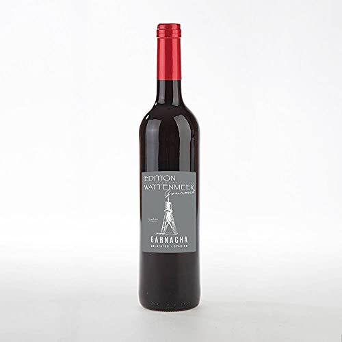 Edition Wattenmeer Gourmet, Motiv: Kugelbake Cuxhaven, Rotwein Garnacha aus Spanien, Künstler-Etikett von Edition Wattenmeer