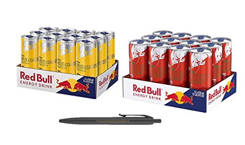 1x12 Red Bull Red Edition und 1x12 Red Bull Tropical Edition (Insgesamt 24 Einweg-Dosen x 0,25 L) Inkl. Gratis FiveStar Kugelschreiber von Edition