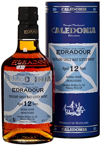Edradour | Caledonia | Single Malt Whisky | 700 ml | 46% Vol. | 12 Jahre gereift | Cremig-süße Noten | Geschmack von Datteln, Trauben & Vanille | Ausschließlich in Sherry-Fässern gereift von Edradour