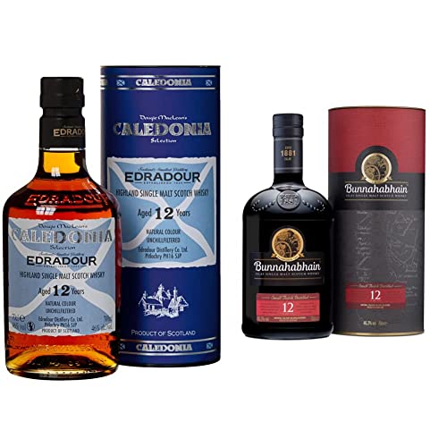 Edradour | Caledonia | Single Malt Whisky | 700 ml | 46% Vol. | 12 Jahre gereift | Cremig-süße Noten & Vanille & Bunnahabhain 12 Jahre Islay Single Malt Scotch Whisky, 700ml von Edradour