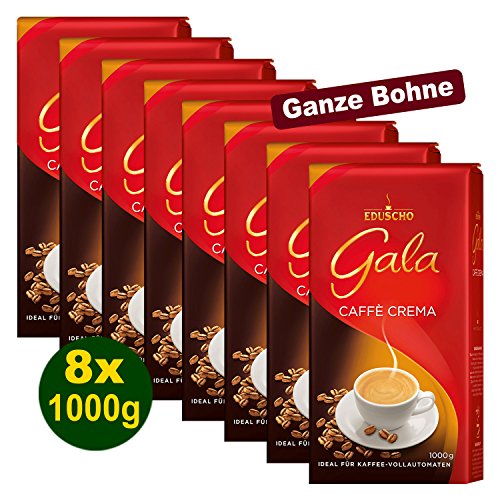EDUSCHO Gala Caffè Crema ganze Bohnen 8x 1000g - Kaffee für höchsten Genuss von Eduscho