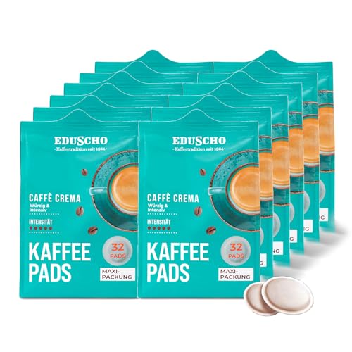 Eduscho Kaffeepads Vorratspack Maxi Packung, Caffè Crema, 384 Pads – 12 x 32 Pads, würzig, intensiv, für alle Pad Maschinen, industriell kompostierbar von Eduscho