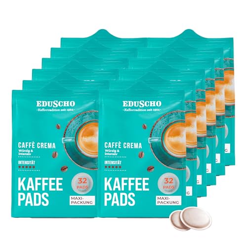Eduscho Kaffeepads Vorratspack Maxi Packung, Caffè Crema, 384 Pads – 12 x 32 Pads, würzig, intensiv, für alle Pad Maschinen, industriell kompostierbar von Eduscho
