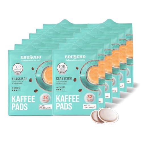 Eduscho Kaffeepads Vorratspack Maxi Packung, Klassisch, 384 Pads – 12 x 32 Pads, vollmundig & ausgewogen, für alle Pad Maschinen, industriell kompostierbar von Eduscho