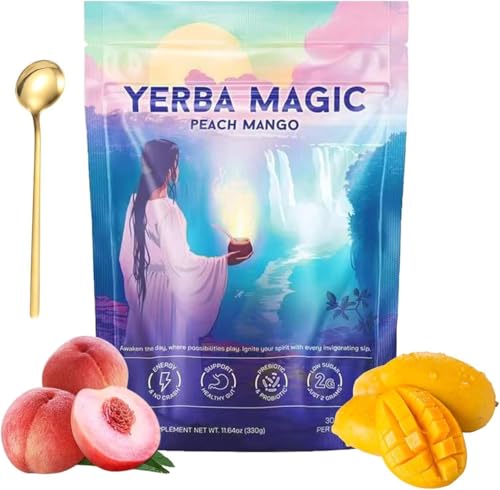Yerba Magic Peach Mango, Yerba Mate Instant Tea Powder, Mate Tea Supplements with Prebiotics and Probiotics,4-in-1 Functional Blend,Focus and Gut Health (Mango Peach) von Eeiiey
