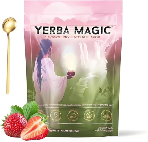Yerba Magic Peach Mango, Yerba Mate Instant Tea Powder, Mate Tea Supplements with Prebiotics and Probiotics,4-in-1 Functional Blend,Focus and Gut Health (Strawberry Matcha) von Eeiiey