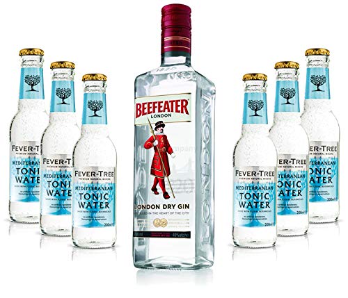 Gin Tonic Set - Beefeater Dry Gin 0,7l 700ml (40% Vol) + 6x Fever Tree Elderflower Tonic Water 200ml - Inkl. Pfand MEHRWEG von Efe-Efe