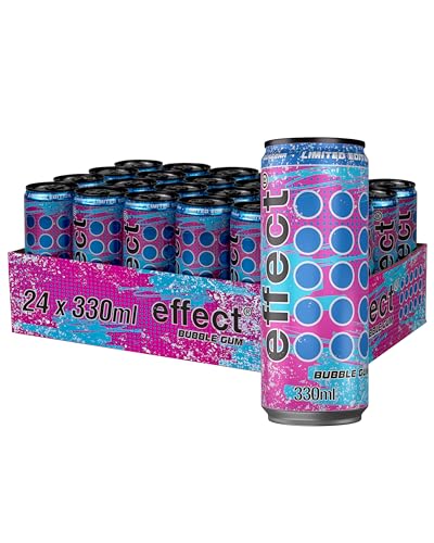 Effect BUBBLE GUM Energy Drink - 24 x 0,33l Dose - Mit dem Geschmack eines intensiv süßen Kaugummis - Angenehme Erfrischung an heißen Tagen - Kindheitserinnerungen von Effect