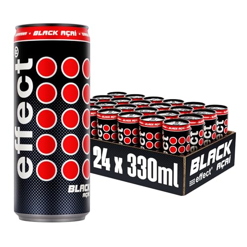 effect BLACK ACAI Energy Drink - 24 x 0,33l Dose - Koffeinhaltiger Energie Drink mit dem Geschmack fruchtig-saurer Acai-Beere - Angenehme Erfrischung an heißen Tagen, perfekt zum pur trinken und mixen von Effect