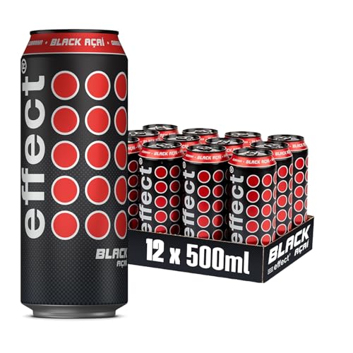 effect BLACK ACAI Energy Drink - 12 x 0,5l Dose - Koffeinhaltiger Energie Drink mit dem Geschmack fruchtig-saurer Acai-Beere - Angenehme Erfrischung an heißen Tagen - Perfekt zum pur trinken und mixen von Effect