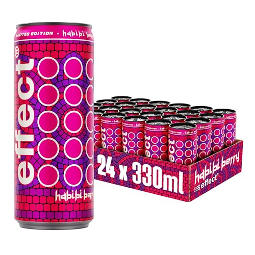 effect Energy Drink HABIBI BERRY – Tray mit 24 x 330 ml Energy Dosen Einweg, Koffeinhaltiges Erfrischungsgetränk mit B-Vitaminen – fruchtig & frischer Beeren-Mix Geschmack, vegan von Effect
