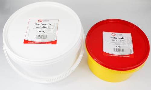 Efri Salz Set – 4 kg Nitritpökelsalz 0,4-0,5 % & 10 kg Speisesalz im Eimer – Hochwertiges Pökelsalz für Wurst & Fleischreifung – Ideal für Fleischereien & Hobby-Wurstherstellung Efri Salz Set – 4 kg Nitritpökelsalz 0,4-0,5 % & 10 kg Speisesalz im Eimer – Hochwertiges Pökelsalz für Wurst & Fleischreifung – Ideal für Fleischereien & Hobby-Wurstherstellung von Efri