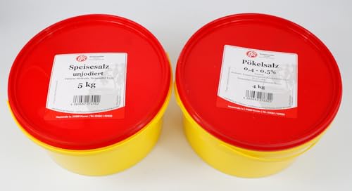 Efri.de - 9 kg Salz Set aus 4kg Nitritpökelsalz 0,4-0,5% und 5 kg Speisesalz, Siedesalz unjodiert im Eimer Efri.de - 9 kg Salz Set aus 4kg Nitritpökelsalz 0,4-0,5% und 5 kg Speisesalz, Siedesalz unjodiert im Eimer von Fleischer- & Restaurantbedarf Kühren