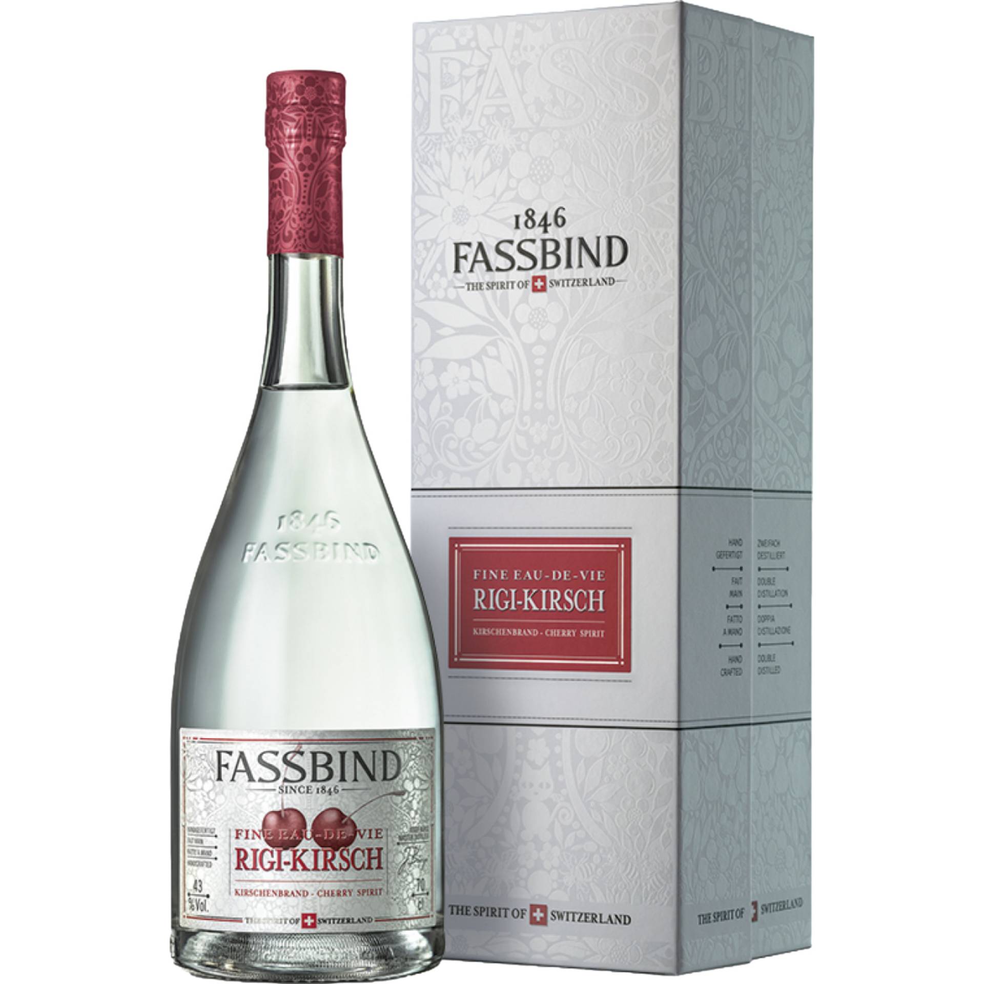 Fassbind Les Eaux de Vie Rigi-Kirsch Brand, Schweiz, 0,7 L, 43% Vol., Spirituosen Fassbind Les Eaux de Vie Rigi-Kirsch Brand, Schweiz, 0,7 L, 43% Vol., Spirituosen von Eggers & Franke Holding GmbH, Konsul-Smidt-Str. 8J, D-28217 Bremen
