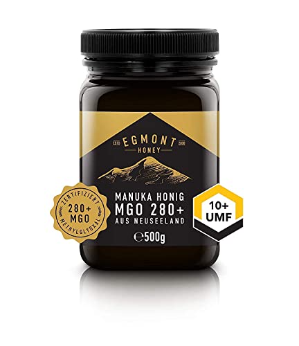Egmont Honey Manuka Honig 280+ MGO 10+ UMF 500g |zertifizierter MGO und UMF Gehalt |roh und 100% natürlich | hergestellt in Neuseeland von Egmont Honey & Health ESTD 2008