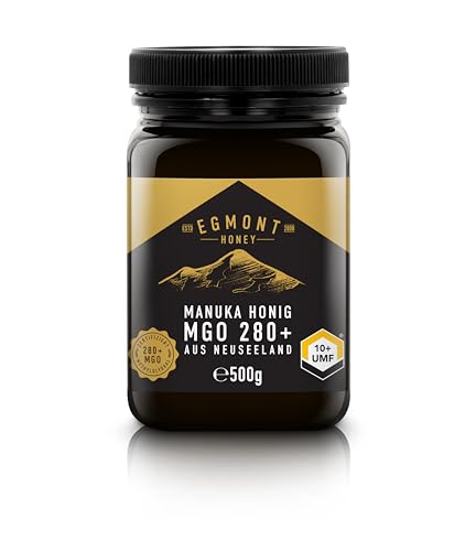 Egmont Honey Manuka Honig 280+ MGO 10+ UMF 500g |zertifizierter MGO und UMF Gehalt |roh und 100% natürlich | hergestellt in Neuseeland von Egmont Honey & Health ESTD 2008