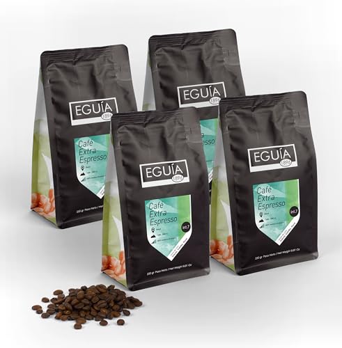 Bio-Kaffee Extra Espresso Eguia | Natürliche Kaffeebohnen 1kg | 100% Bio-Kaffeespezialitäten | Arabica-Kaffeebohnen, Artisan Roast | Intensive, kräftige, natürliche Kaffeebohnen von Eguia