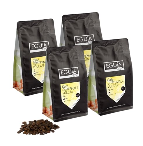 Eguia Kaffeebohnen natürlicher Barista Packung mit 4 × 250 g - Nicht bittere & mittel geröstete Arabica-Kaffeebohnen aus Guatemala von Eguia