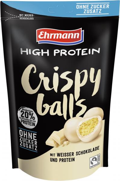 Ehrmann High Protein Crispy Balls weiße Schokolade ohne Zucker von Ehrmann