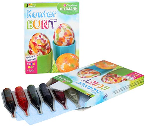 Heitmann 18-teiliges Set Eierfarben, flüssige Bunte Eierfarben für weiße und braune Eier (30ml - Flüssigfarbe Kunterbunt) von Heitmann Eierfarben