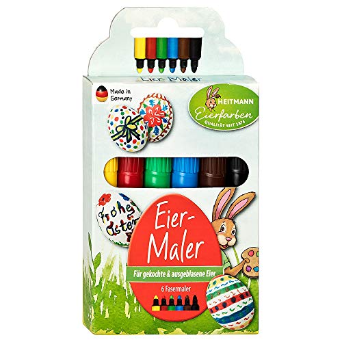 Eierfarben HEITMANN Eierfarben 6 Eier-Maler - Stifte - für Kinder - für Eier, Papier und Karton - Ostern - Ostereier bemalen, Ostereierfarbe, 1007788 von Heitmann Eierfarben