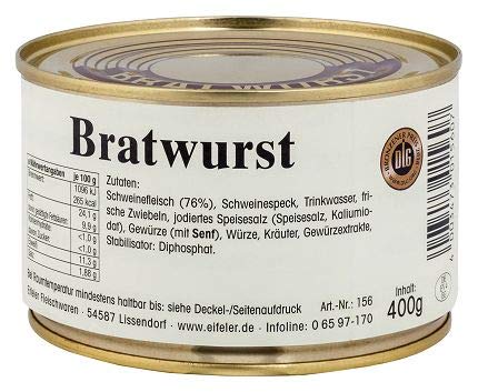 Bratwurst in der Dose Inhalt 400 g von Eifeler Fleischwaren Ludwig Babendererde GmbH
