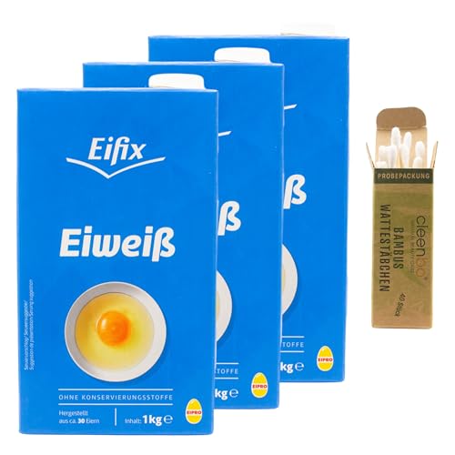 Eifix - Eiweiß flüssig hergestellt aus ca. 30 Eiern 3er Set á 1 kg Packung von Eifix