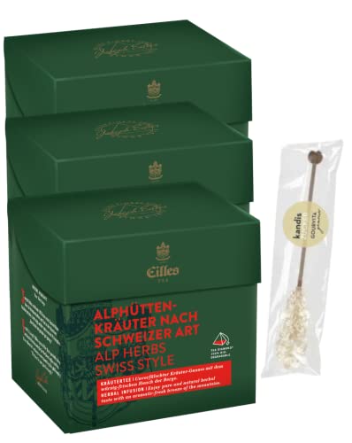 3er-Set TEA DIAMONDS Alphüttenkräuter nach Schweizer Art von Eilles mit Gourvita Moments Kandisstick von Eilles