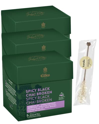 3er-Set TEA DIAMONDS Spicy Black Chai Broken von Eilles mit Gourvita Moments Kandisstick von Eilles