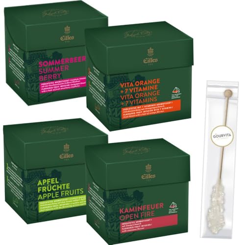 EILLES Fruchtzauber Tea Diamond 4er Set mit Früchtetee und Gourvita Moments Kandisstick von Eilles