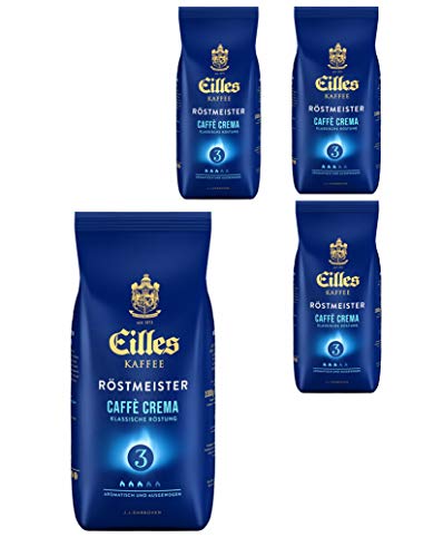 Eilles Gourmet Caffè Crema Röstmeister, 1000g, ganze Bohne 4er Pack von Eilles