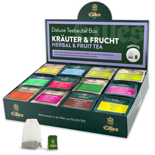 KRÄUTER & FRUCHT Mischbox | Premium Sorten von EILLES TEE | mit 12 Sorten unterschiedliche Teebeutel | 5-Sterne Sortiment mit insgesamt 96 Teeportionen KRÄUTER & FRUCHT Mischbox | Premium Sorten von EILLES TEE | mit 12 Sorten unterschiedliche Teebeutel | 5-Sterne Sortiment mit insgesamt 96 Teeportionen von Eilles